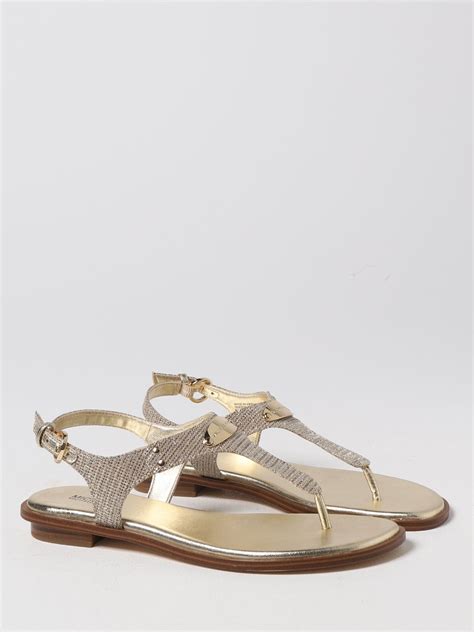 michael kors sandals with zipper|Michael Kors gold flat sandals.